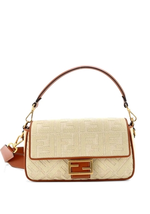 Fendi Pre-Owned Baguette NM Bag Zucca Embroidered Canvas Medium shoulder bag - Neutrals