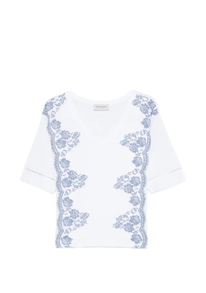 ERMANNO FIRENZE floral-print V-neck T-shirt - White