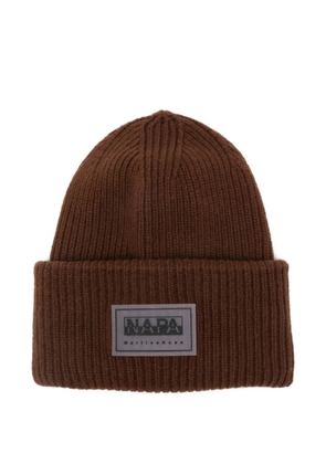 Napapijri x Martine Rose Douglas ribbed logo-patch beanie hat - Brown