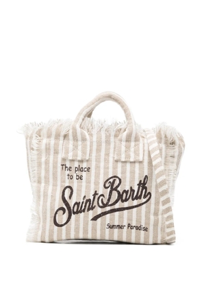 MC2 Saint Barth Vanity striped fringed mini bag - White