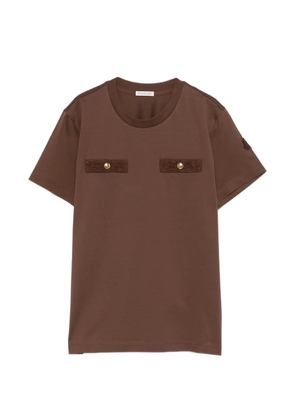 Moncler buttoned patch T-shirt - Brown