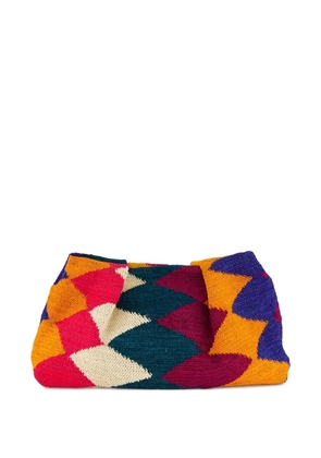 Sensi Studio Sisal diamond-patterned clutch bag - Yellow