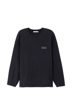 American Vintage Gixy long-sleeve round-neck cotton T-shirt - Black