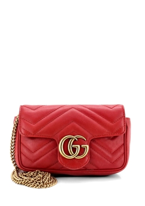 Gucci Pre-Owned GG Marmont Flap Bag Matelasse Leather Super Mini crossbody bag - Red