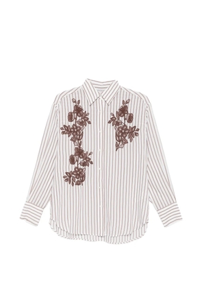 ERMANNO FIRENZE floral-embroidered striped shirt - White