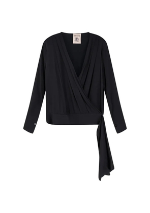 Semicouture satin wrap blouse - Black