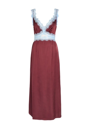 NEVER FULLY DRESSED Mini lace-trim V-neck dress - Red