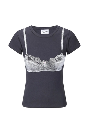 Vaquera bra-print T-shirt - Grey
