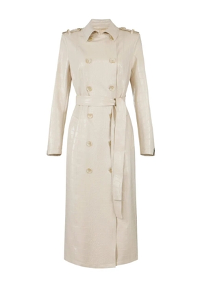 Elisabetta Franchi crocodile-effect trench coat - Neutrals