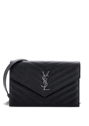 Saint Laurent Pre-Owned Classic Monogram Wallet on Chain Matelasse Chevron Leather Small crossbody bag - Black