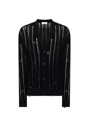 Laneus distressed button cardigan - Black