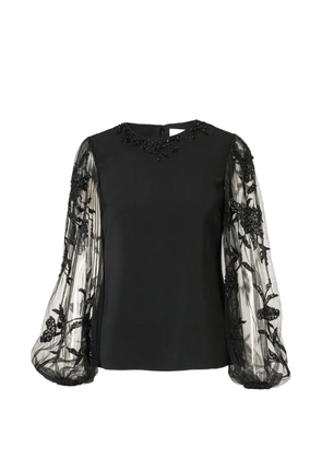 Carolina Herrera embroidered puff-sleeve top - Black