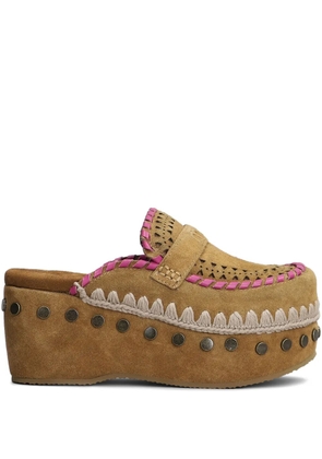 Mou 60mm suede clogs - Brown