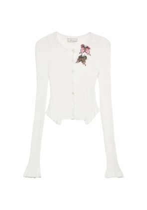 Blumarine ruffled cardigan - White