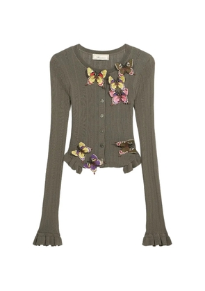 Blumarine butterfly ribbed cardigan - Green