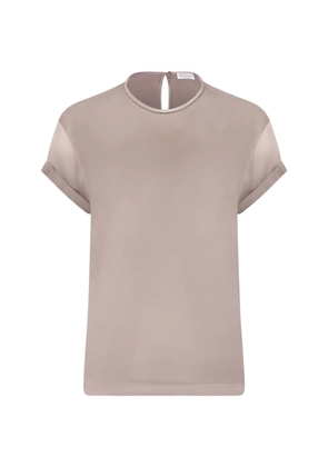 Brunello Cucinelli cuffed-sleeve top - Neutrals