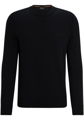 BOSS logo-embroidered ribbed jumper - Black