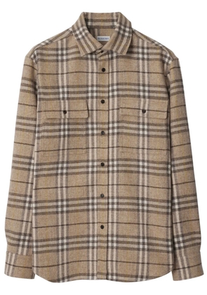 Burberry checked wool shirt - Brown