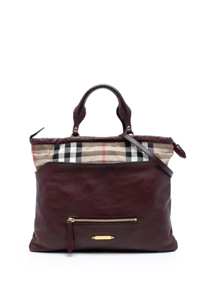 Burberry Pre-Owned 2000-2017 House Check Trimmed Leather Big Crush Convertible Tote satchel - Red