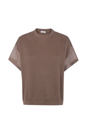 Brunello Cucinelli ribbed sheer sweater - Brown