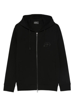 Emporio Armani logo-embroidered hoodie - Black