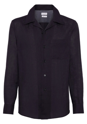 Brunello Cucinelli notched-collar linen shirt - Black