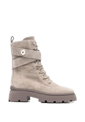 Jimmy Choo Pre-Owned combat suede boots - Grey