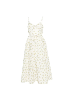SANDRO Lucette floral-print spaghetti-strap midi dress - Neutrals