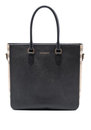 Burberry Pre-Owned 2000-2017 Leather and Mega Check Canvas Banwell Tote satchel - Black