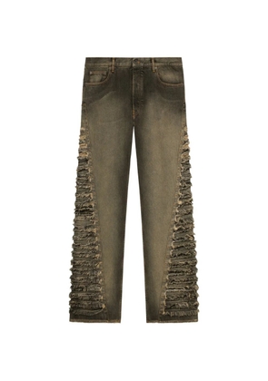 Off-White distressed-side five-pocket jeans - Green