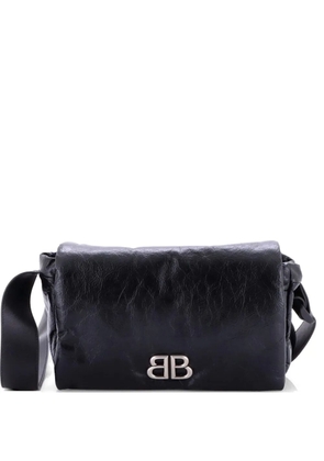 Balenciaga Pre-Owned Monaco Messenger Flap Bag Leather Small crossbody bag - Black