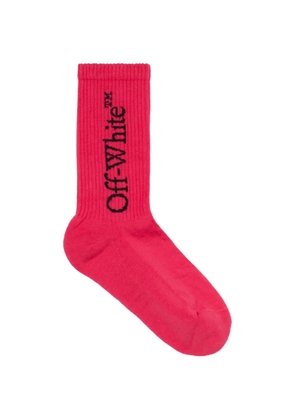 Off-White logo-detail mid calf socks - Red
