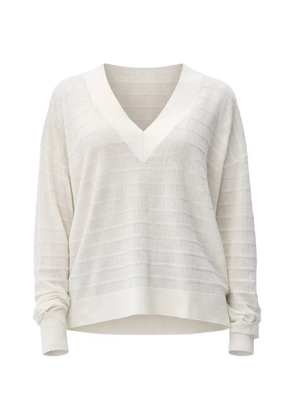 BOSS V-neck textured sweater - White
