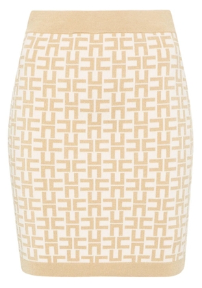 Elisabetta Franchi logo-jacquard mini skirt - Neutrals