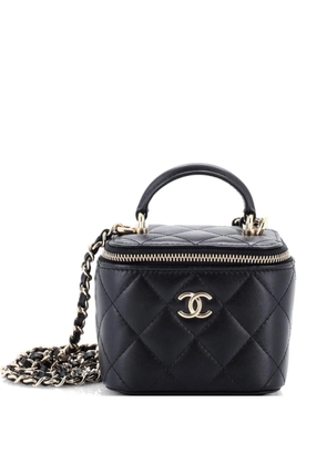 CHANEL Pre-Owned Classic Top Handle Vanity Case with Chain Quilted Lambskin Mini crossbody bag - Black