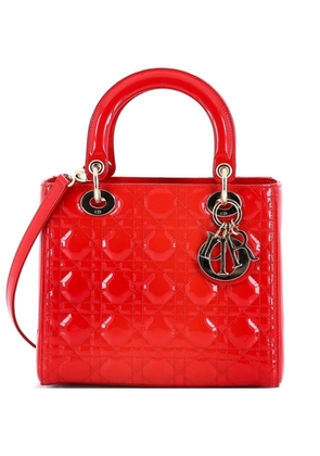 Christian Dior Pre-Owned Lady Dior Bag Cannage Quilt Patent Medium satchel - Red