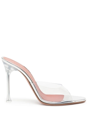 Amina Muaddi Alexa Glass 105mm mules - Silver