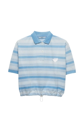 Prada striped print piqué polo shirt - Blue