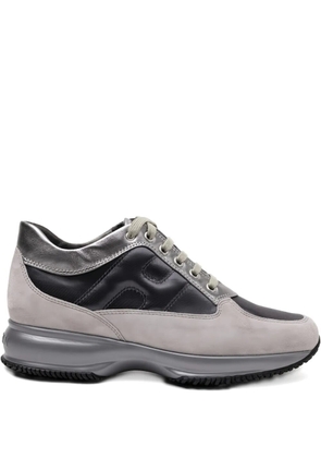 Hogan Interactive Allacciato metallic-panel suede sneakers - Grey