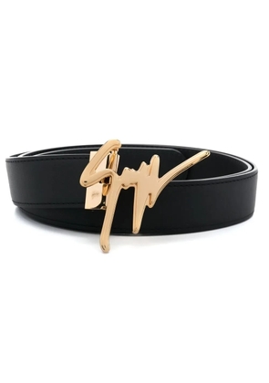 Giuseppe Zanotti logo-plaque buckle belt - Black