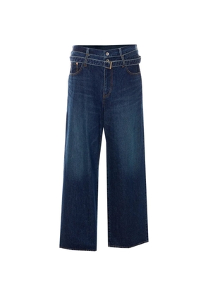 sacai belt wide jeans - Blue