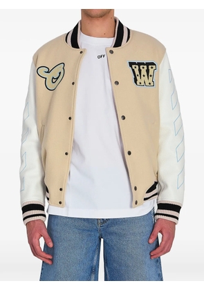 Off-White logo-patch bomber jacket - Neutrals