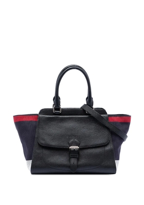 Burberry Pre-Owned 2000-2017 Leather and Mega Check Canvas Harcourt satchel - Blue