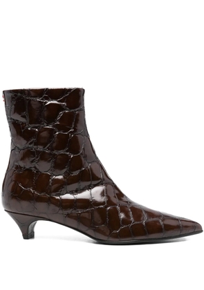 Halmanera 45mm crocodile-effect pointed-toe boots - Brown