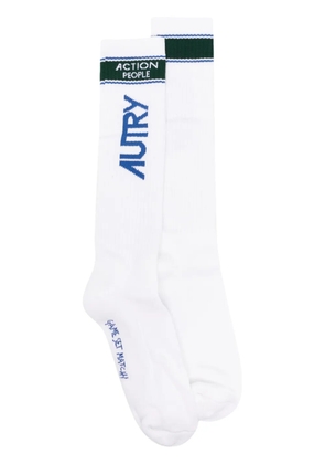 Autry logo-print ribbed socks - White