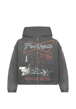 Free Refills graphic zip-up hooded sweatshirt - Grey