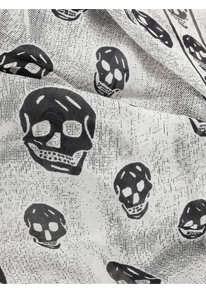 Alexander McQueen skull fringed scarf - White