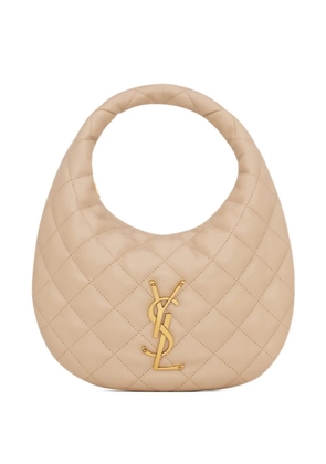 Saint Laurent Icarino quilted logo leather tote bag - Neutrals