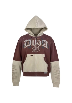 duaa studded ripped hoodie - Brown
