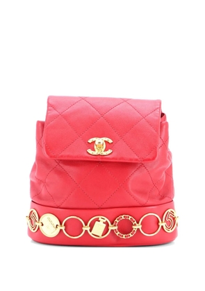 CHANEL Pre-Owned CC Charms Quilted Calfskin Small backpack - Red